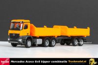 Herpa 302524 Mercedes Arocs 6x6 + tandem aanhanger Meiller drie zijdige kipper combinatie