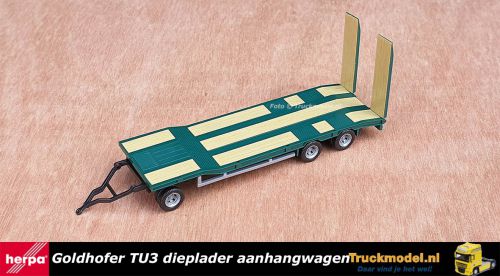 Herpa 076135-005 Goldhofer TU3 dieplader aanhangwagen Groen