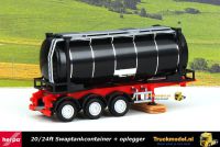 Herpa 076678-002 20-24ft Swaptankcontainertrailer met zwarte tankcontainer