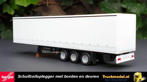 Herpa 076944 Schuifzeiloplegger met borden en deuren wit