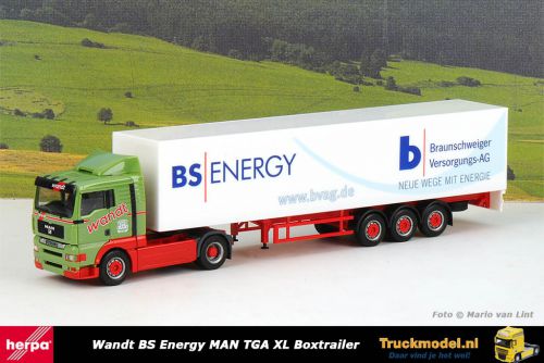 Herpa 148160 Wandt BS Energy MAN TGA XL Boxtrailer