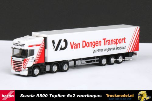 Herpa 1792 Van Dongen Transport Scania R500 Topline 6x2 koeloplegger