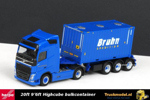 Herpa 303866 Bruhn Spedition Volvo FH Globetrotter 20ft highcube bulkcontainer oplegger