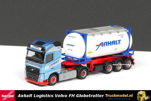 Herpa 304702 Anhalt Logistics Volvo FH4 Globetrotter Swap-Tankcontainer oplegger