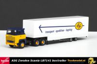 Herpa 307321 ASG Zweden Scania LBT141 gesloten volume oplegger