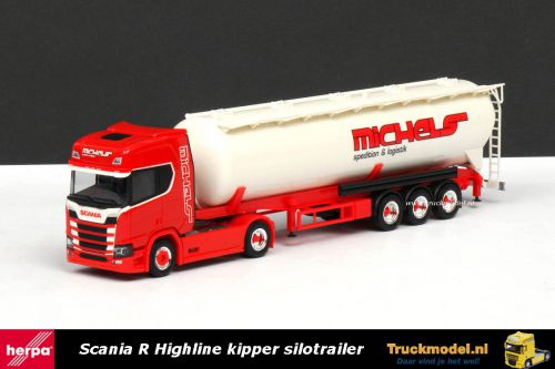 Herpa 307598 Michels Scania R Highline Sleeper Cab kipper silotrailer