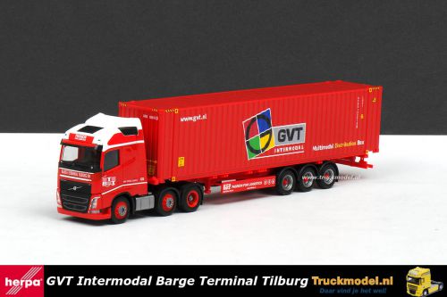 Herpa 307710 GVT Barge Terminal Tilburg Volvo container oplegger