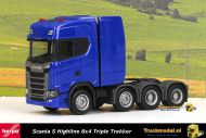 Herpa 308601-002 Scania S Highline 8x4 Triple Zwaartransporttrekker Blauw