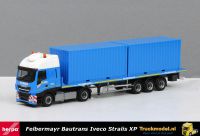 Herpa 310093 Bau-Trans Felbermayr Iveco Stralis vlakke oplegger met 2 materiaal containers