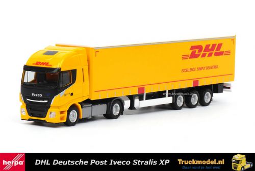 Herpa 311151 DHL Deutsche Post Iveco Stralis XP Schuifzeilentrailer