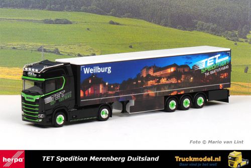 Herpa 312394 TET Spedition Weilburg Limburg Scania S HL schuifzeiltrailer