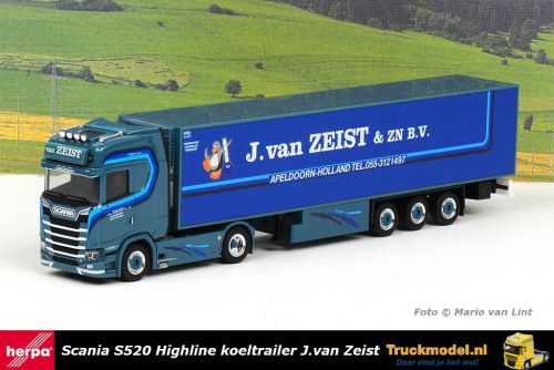 Herpa 313063 J.van Zeist Scania S520 Highline trekker koeltrailer