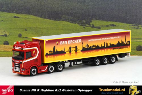 Herpa 314091 Ben Becker Scania NG R Highline Gesloten oplegger