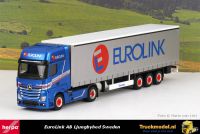 Herpa 314855 EuroLink AB Zweden Mercedes Actros GigaSpace trekker schuifzeiltrailer