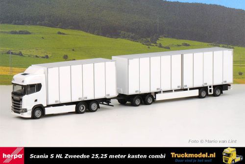 Herpa 315319 Zweedse hoge 25 meter Scania S Highline gesloten combinatie